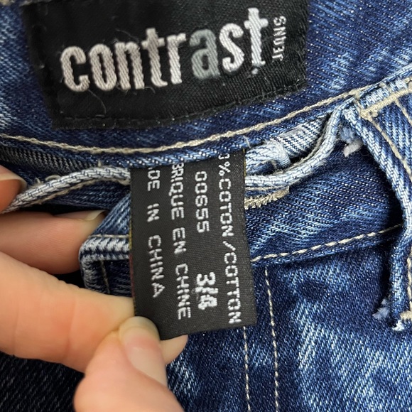 Vintage 90s contrast blue jeans mom jeans size 3/4 FITS LIKE 2 - Picture 10 of 13